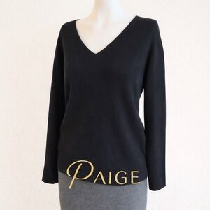 PAIGE 100% Cashmere Black V-Neck Sweater – Size Small